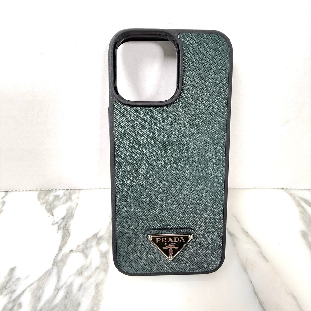 Prada Saffiano Leather iPhone 16 Pro Max Case Smeraldo Green 2ZH199 New